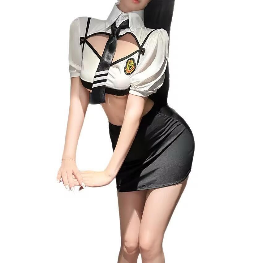 Sexy Lingerie Split Stewardess Suit COSPAL Sexy Uniform Cosplay Female Live Streaming Host Seduction