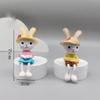 4PCs Cake Cute Desktop Garden Ornament Long Legged Bunny Micro Landscaping Miniature Rabbit Figurine