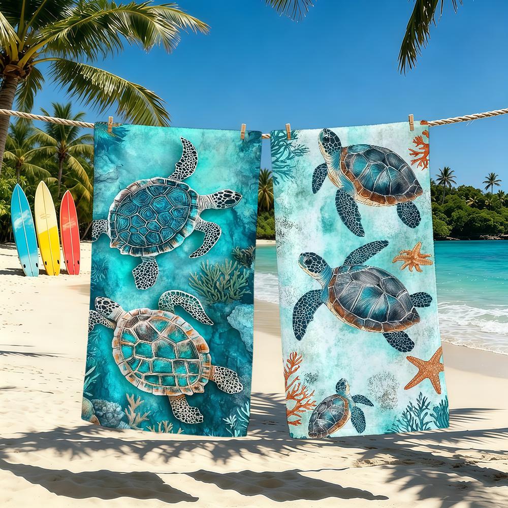 Ocean Turtle Cool Cute Towel For Outdoor Camping Beach Towel Super Absorbent Quick-Drying Summer Towel