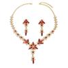 Exaggerated Atmospheric Crystal Necklace Earrings Set, Bridal Wedding Alloy Set Chain Women'S Accessories
