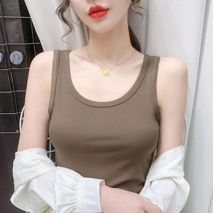 Plus Size Modale Knitted Summer Tank Top Simple Design Vest for Women