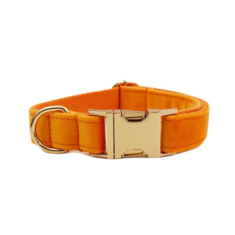 

New orange flannel dog collar pet collar leash dog leash dog chain bow decoration XS