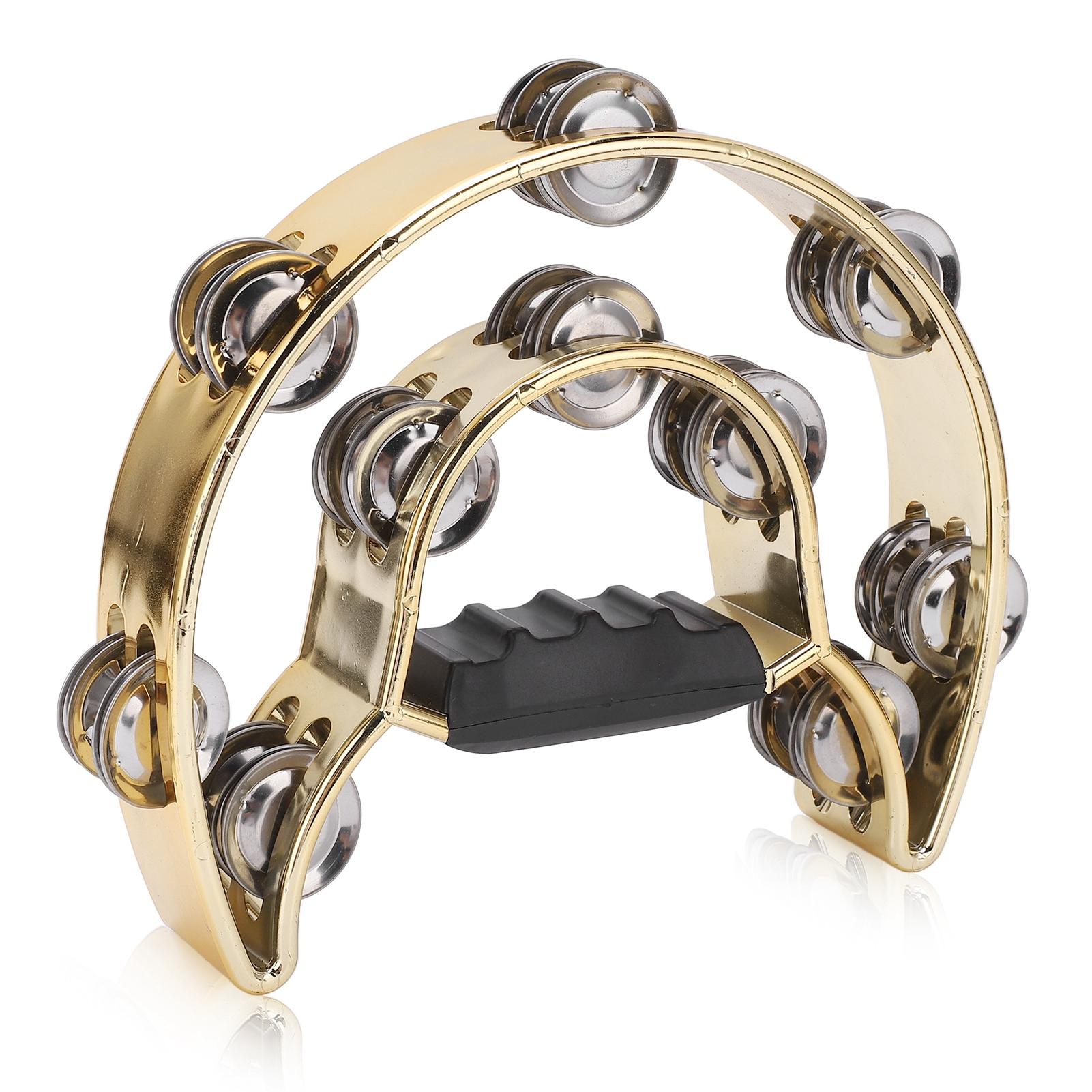 

Двухрядный ручной тамбурин металлический тамбурин с позолоченными колокольчиками ударный музыкальный инструмент желтый жёлтый