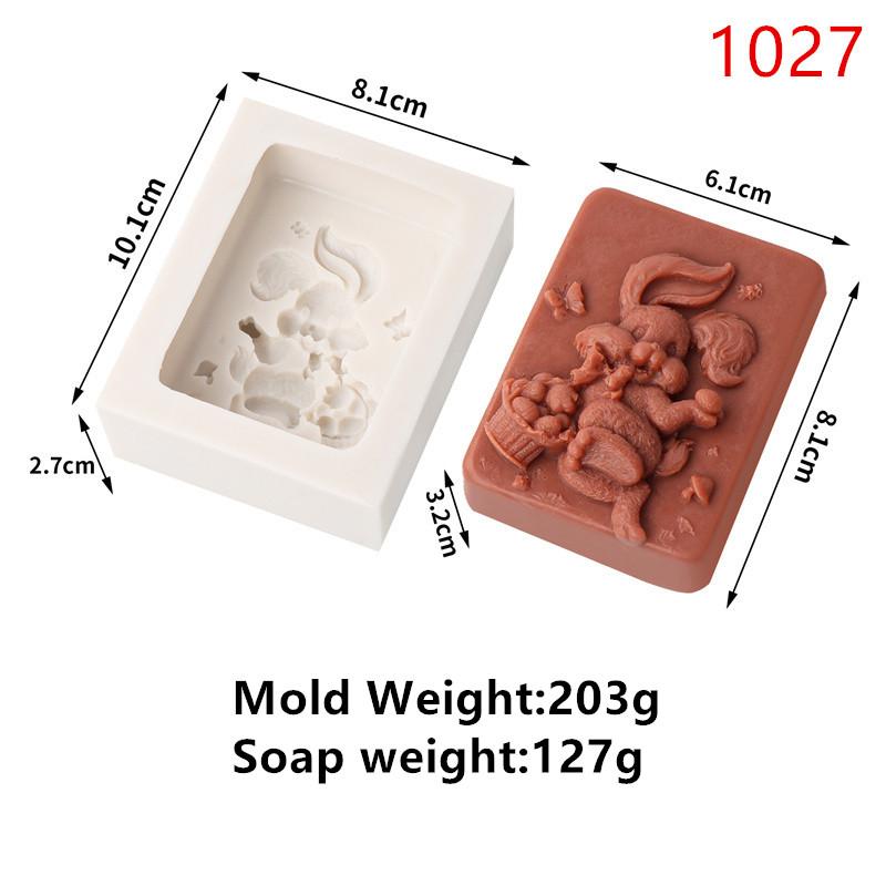 Easter Flower Rabbit Silicone Soap Mold DIY Happy Cute Rabbit Flower Pattern Butterfly Animal Relief Chocolate Cake Decor Gift