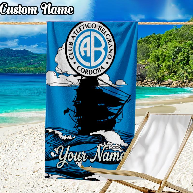 Custom Name CAB Football Beach Towel - Soft, Ultra-Absorbent Microfiber, Lightweight, Perfect for Beach, Parties, Travel, Camping
