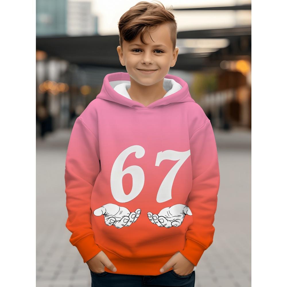 Spring Autumn Men's Clothing Funny Number 67 Creative Print Hooded Sweatshirt Casual Sports Long Sleeve Plus Size Women Hoodie Tops