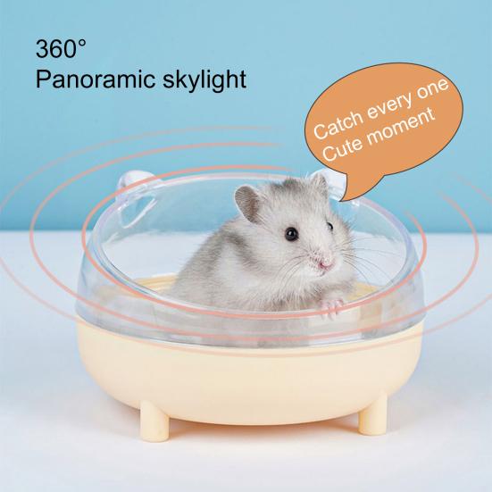 Bañera para hámster Resistente a caídas Forma bonita Fácil de lavar Panorámica Transparente Gran espacio de descanso Doble uso