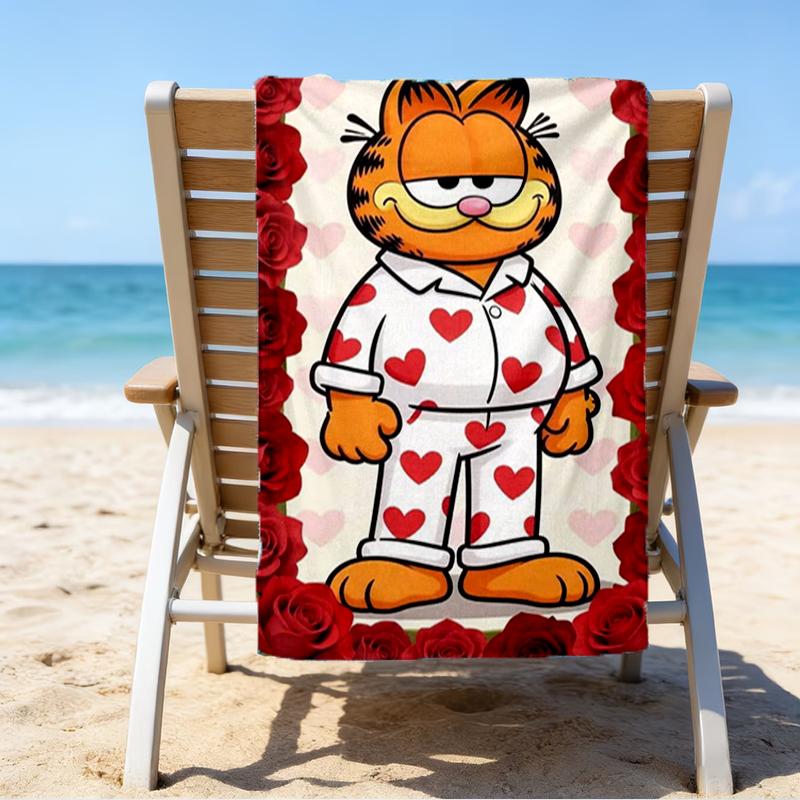 Ultra-Soft Beach Towel with Garfield Theme,Ideal for Pool - Camping, Diving - Perfect Travel Essential, Vibrant Beach Towel.