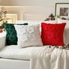 Christmas Deer And Snowflake Pillow Cover 18x18 Inch Red Throw Pillow Cover Decorative Soft Winter Pillow Cover For Home Decor Sofa Living Room Bed