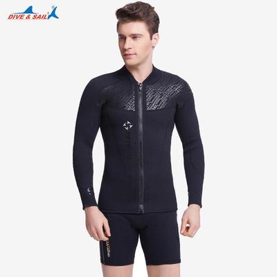 Heren duikpaktop met lange mouwen van 3 mm neopreen, koudebestendig, met ritssluiting aan de voorkant.