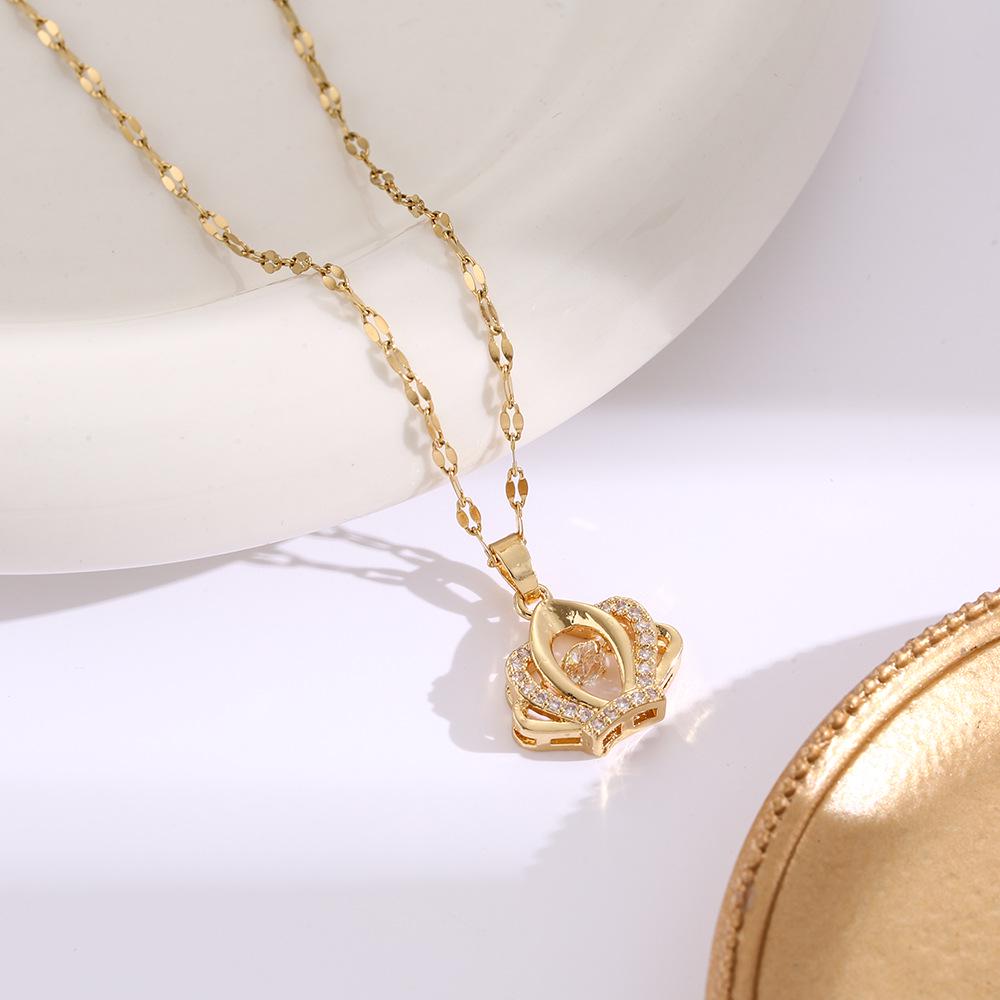 Hochwertige Damen Halskette aus Titanstahl mit vierblättrigem Kleeblatt - Nicht verblassend, vielseitige Schlüsselbeinkette