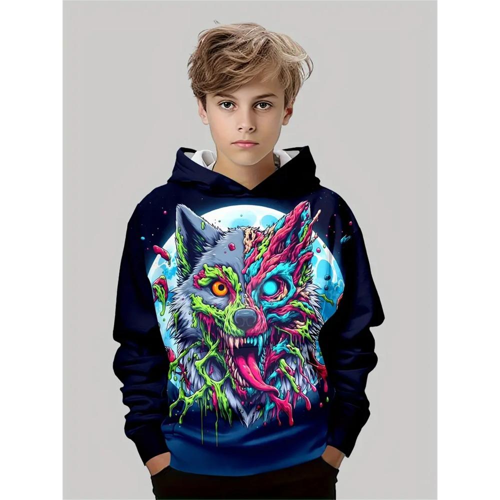 Child Sweatshirt Boys' Fashion Motocross Racing 3D Printed Casual Hoodie Long Sleeve Polyester Sport Tops Pullover Kids Clothes
