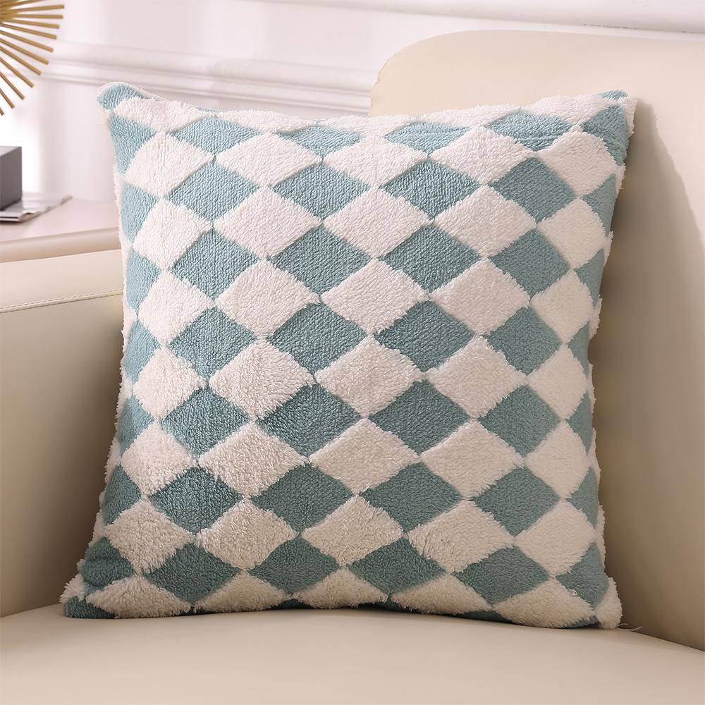 1 szt. Geometryczna pikowana miękka pluszowa poszewka na poduszkę do salonu, sofy, biura, zagłówka, samochodu 18*18 cali