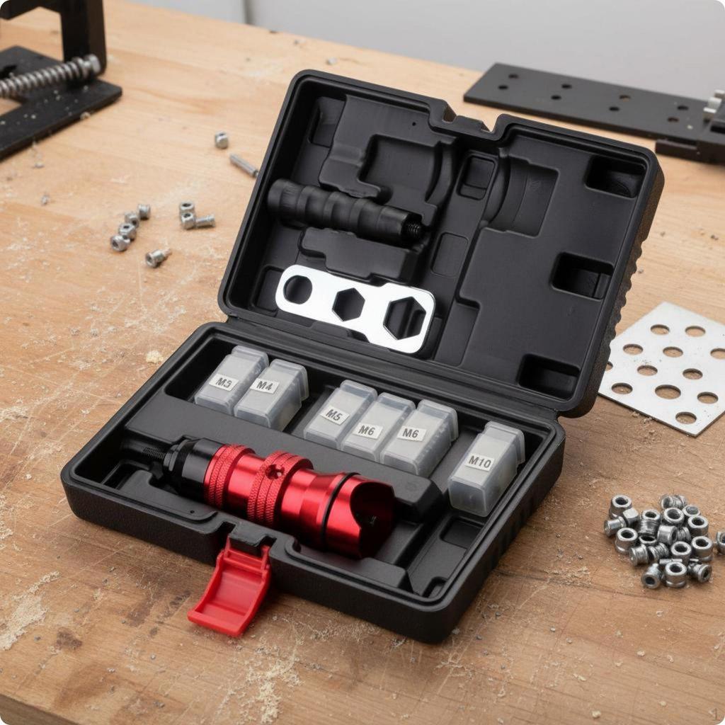 Kit Adaptateur Rivet-Écrou Électrique Corps en Alliage d'Aluminium Perceuse Sans Fil Différentes Tailles