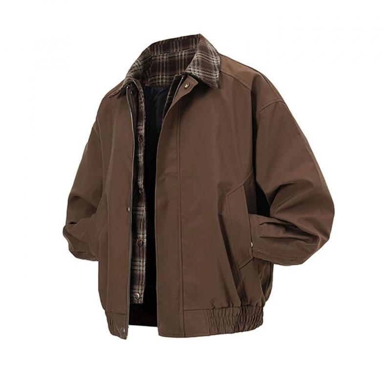 Мужская винтажная коричневая клетчатая двухкомпонентная бейсбольная куртка - Стиль Майяр, Весна 2025. Extra Large коричневый