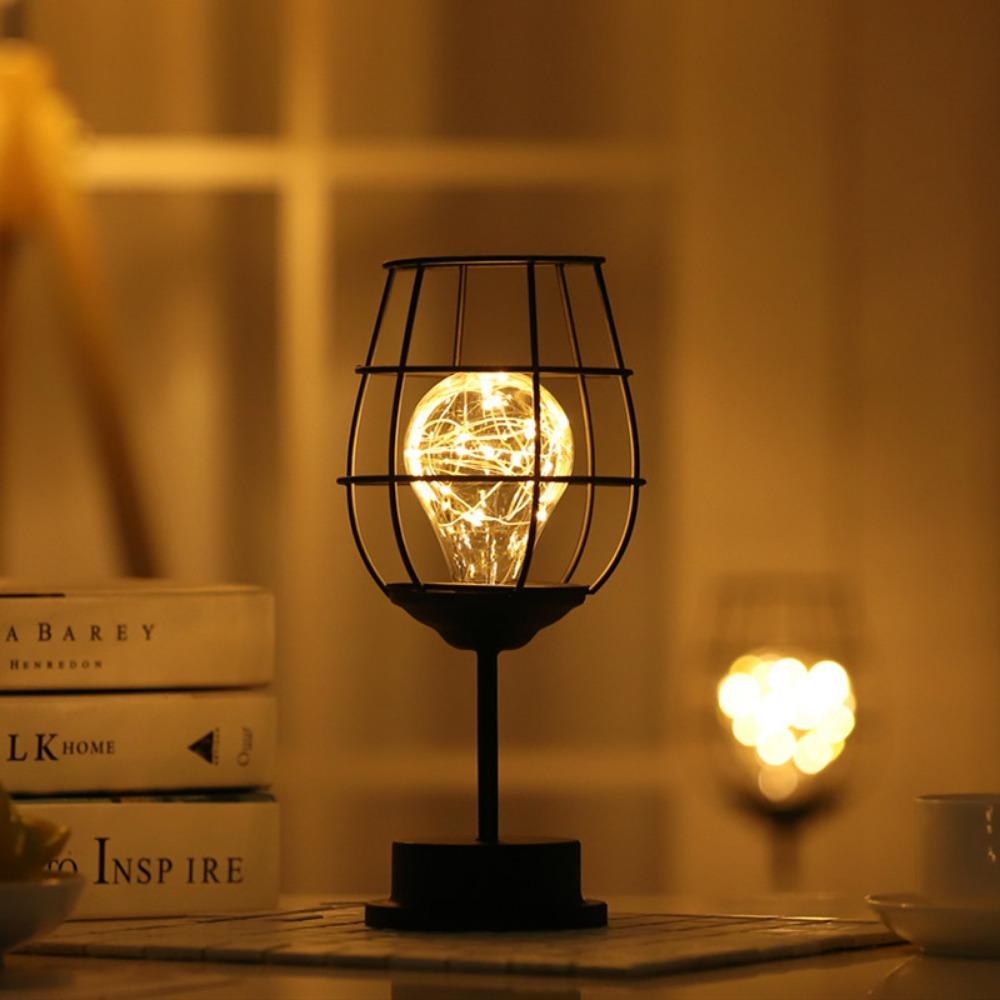 LED Lantern LED Table Lamp Black Night Light Retro Bedroom Bedside Lamp  Desk Lighting