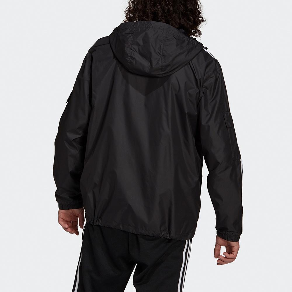Men's adidas originals 3-Stripes Wb Casual Sports Woven Hooded Jacket Black H06683