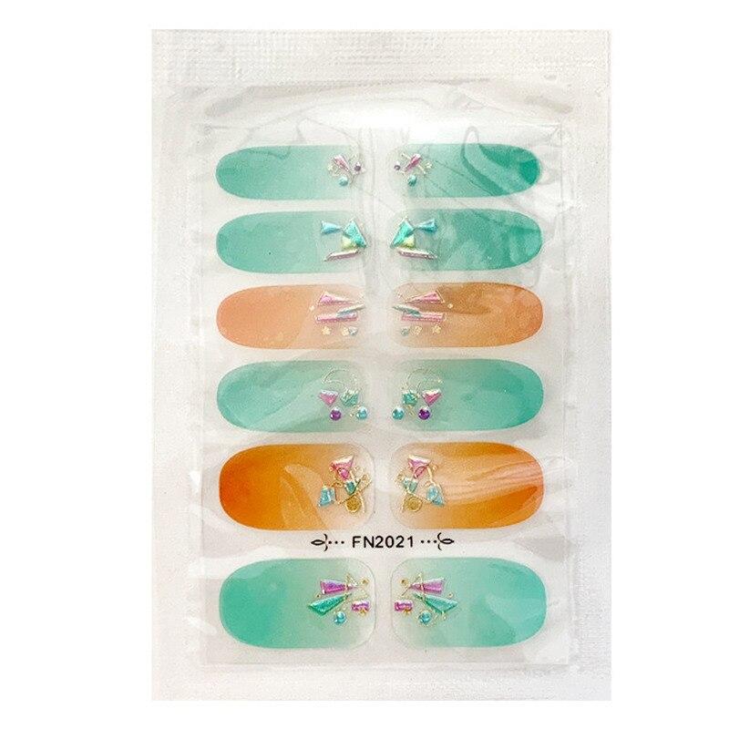 3D Bronzing Fashion Nail Stickers Full Cover Nail Patch Stickers Summer Simple Nail Film Nail Art Manicure DIY Accessories Tool