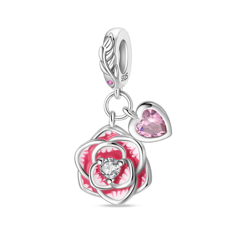 Charm Bead Charms Bead Copper Rose Daisy Violet Exquisite Flower Dangle Compatible With Bangle Bracelets Necklaces Do It Yourself Jewellery