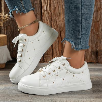Fashion Spring Women's Vulcanize Shoes New Casual Classic Solid Color PU Leather Shoes Women Casual White Shoes Outdoor Walking Sneakers