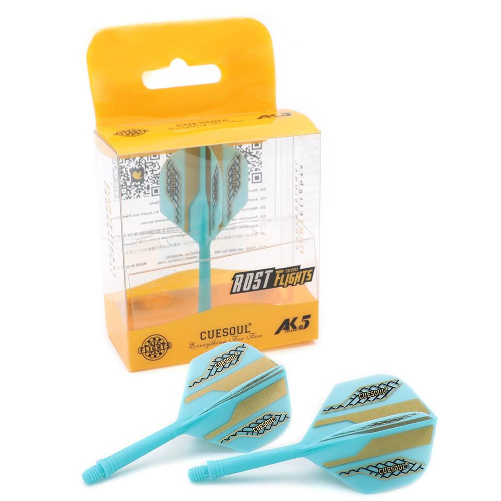 CUESOUL Integrated Flights AK5 Standard Shape Blue Base Gold Black Pattern Set Of 3 CSAK-55X-1