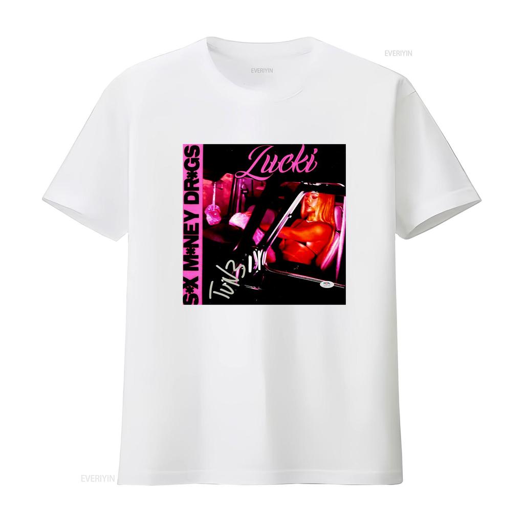 NEW Lucki SMD T Shirt Rapper Black All Size HH vintage Washed graphic Unisex designer clothes Casual Breathable