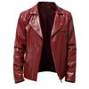 Men's Leather Jacket Spring And Fall Leather Jacket Handsome Horizontal Zipper Biker Suit Large Size Jacket