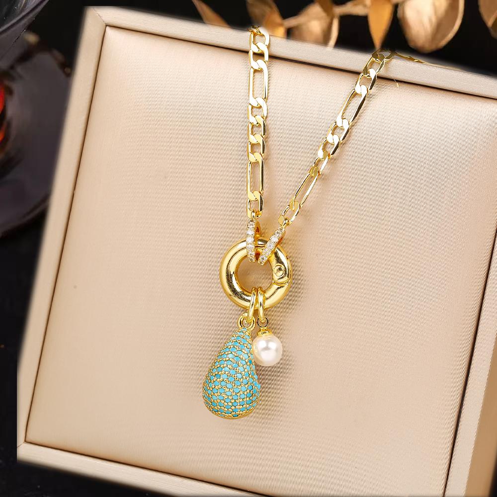 6 Farben Klassischer Glänzender Zirkonia Wassertropfen Komma Anhänger Schlüsselbeinkette Neuer Trend Frau Mädchen Täglich Party Luxus Halsschmuck