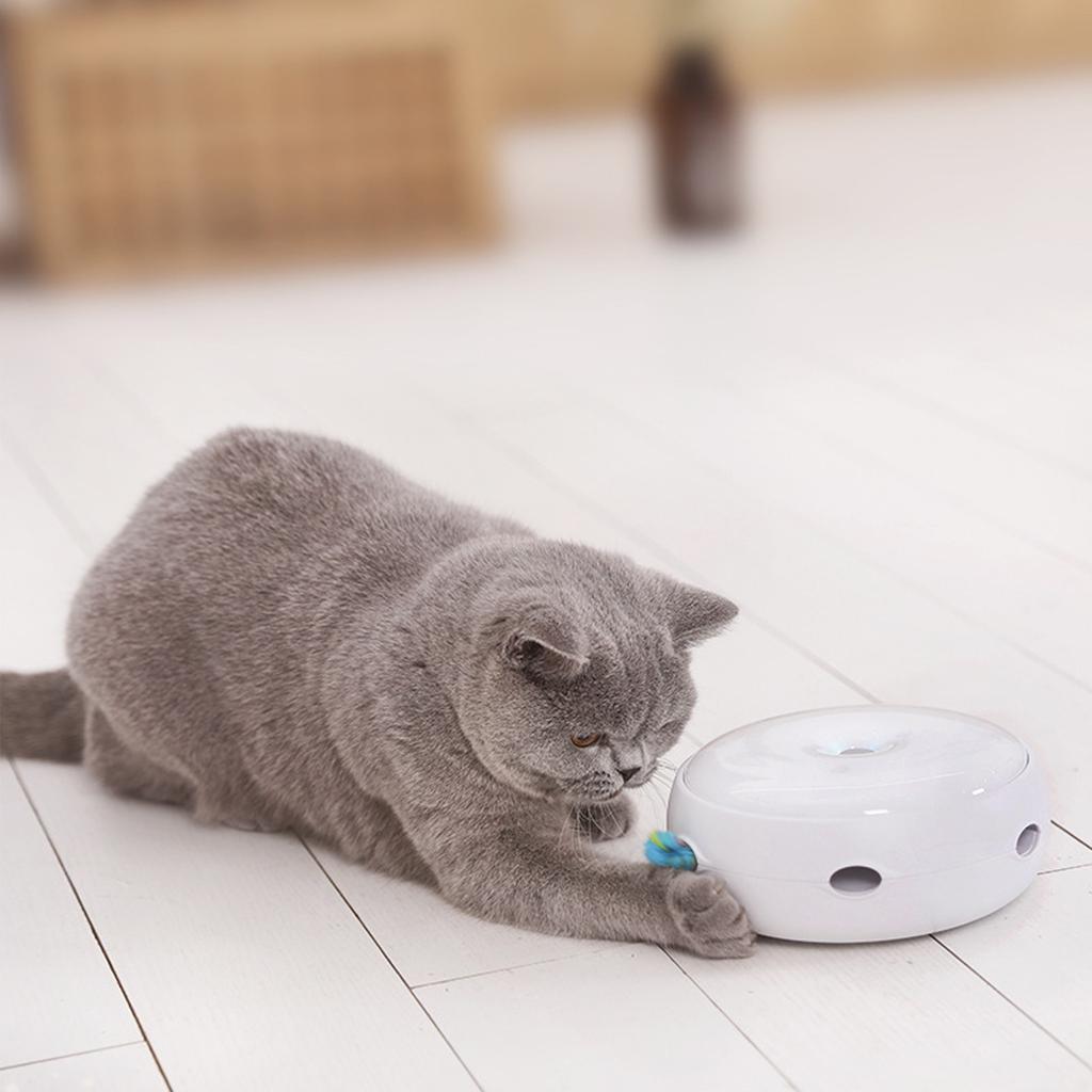 Cat Feather Turntable Interactive Smart Electric Cat Turntable Toy with Light and Sound for Cat
