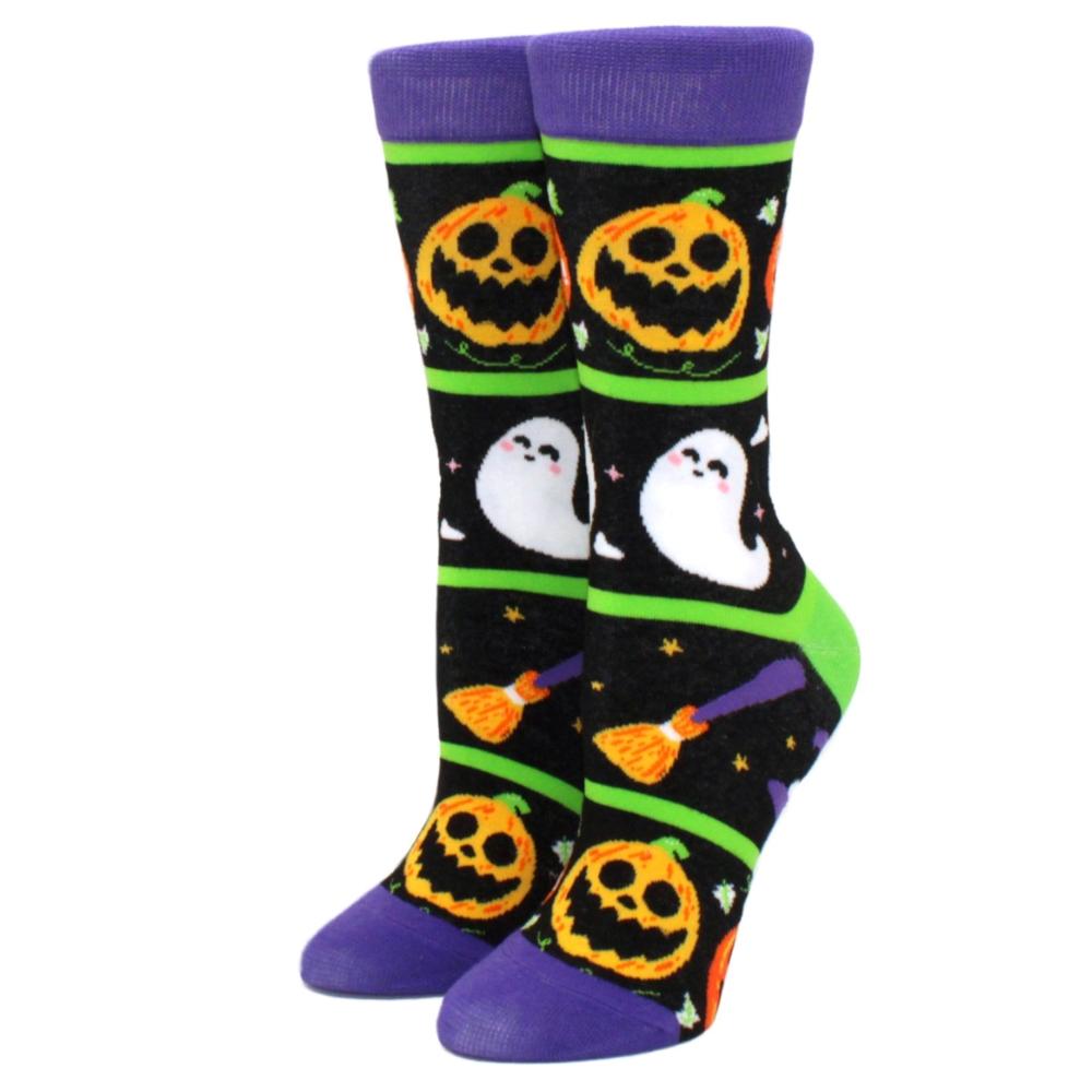 1 Paire de Chaussettes Mi-Mollet Personnalité Chauve-Souris Homme Tête de Mort Femme Araignée Marée Main Sanglante Halloween Femme