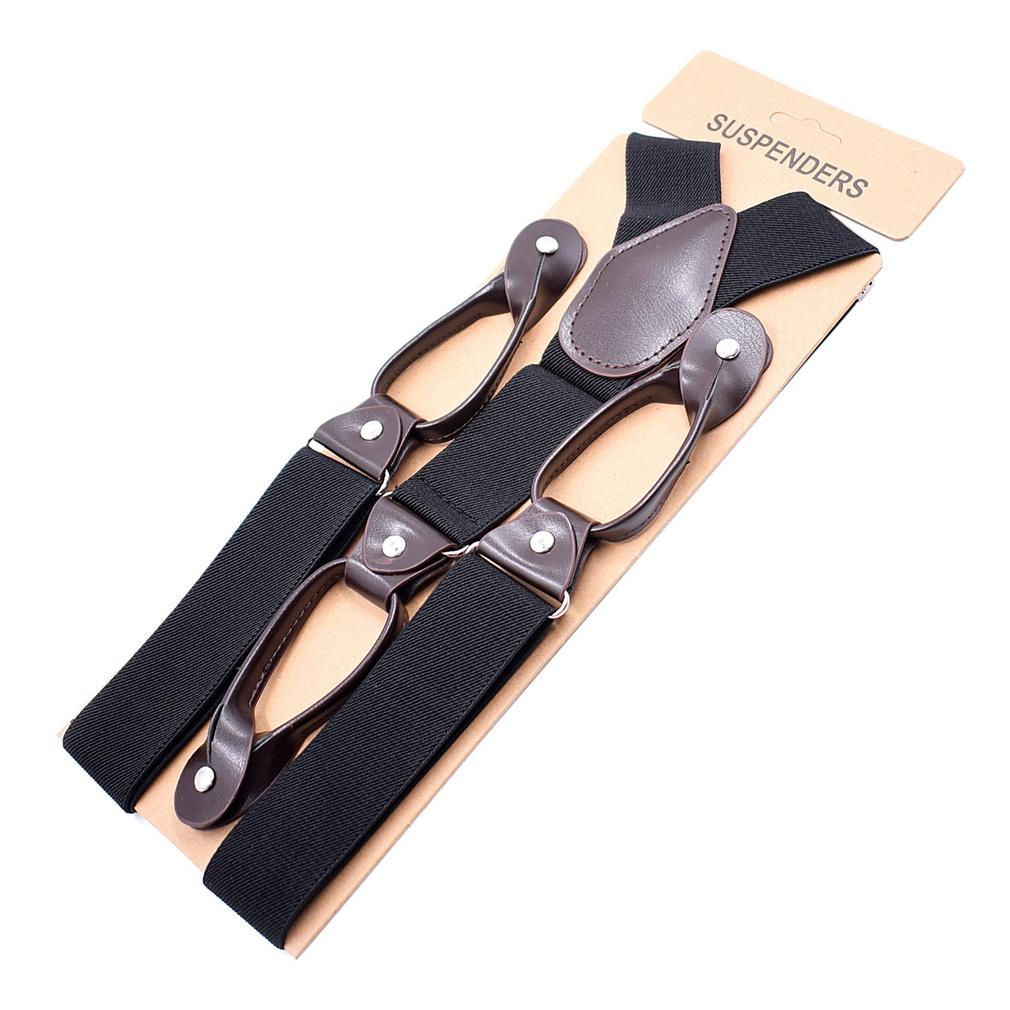 

Men Y-Back Button End Suspenders Elastic 6 Clips Heavy Duty Adjustable Braces