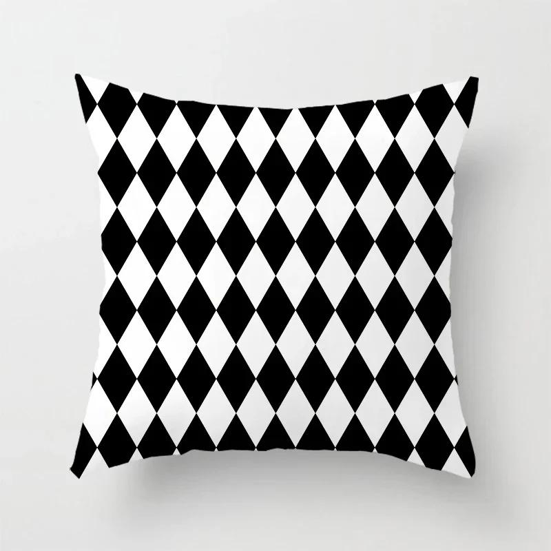 Home Decorated Black and White Geometric Cube Letter Printing Cushion Cushion Car Bedroom Living Room Sofa Pillow Sleeve