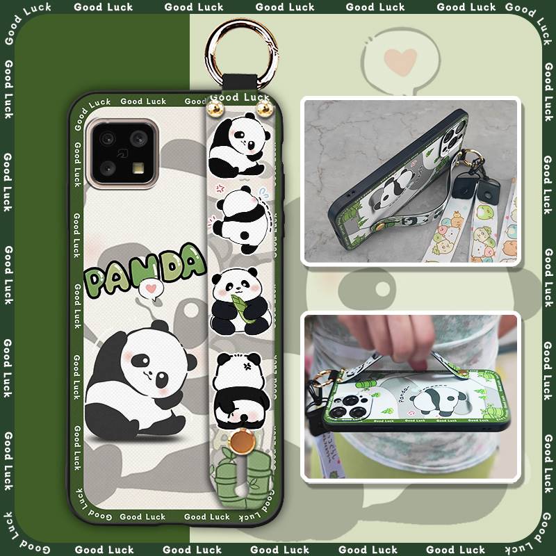 Back Cover Panda Phone Case For Sharp Aquos Sense4 4G/Sense 5G Phone Holder Wrist Strap Durable Cute Fashion Design Ring