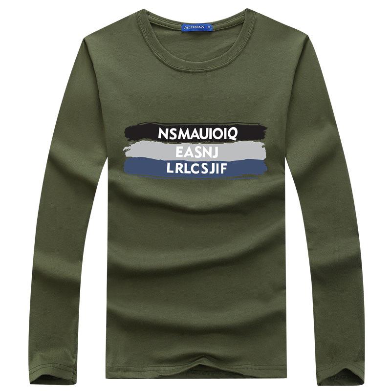 Korean Men's Trendy Autumn Long-Sleeve Letter Print T-Shirt