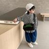 Modern Fashionable Kids Canvas Bag Cool Boys Letter Print Slouchy Crossbody 5l Capacity