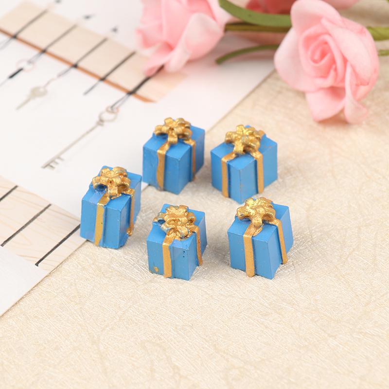5PCS 1/12 Scale Miniature Dollhouse Christmas Gift Box Decoration Accessories