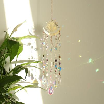Runde Geometrische Sonne & Mond Kristall Windspiel Anhängerlampe