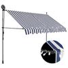 VidaXL Manual Retractable Awning with LED 250 Cm Blue and White