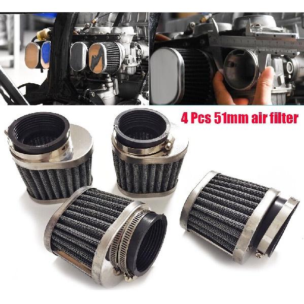 4x Motorcycle Air Intake Filter Pod 51mm Clamp-On Breather Cold Cone Cleaner 2”