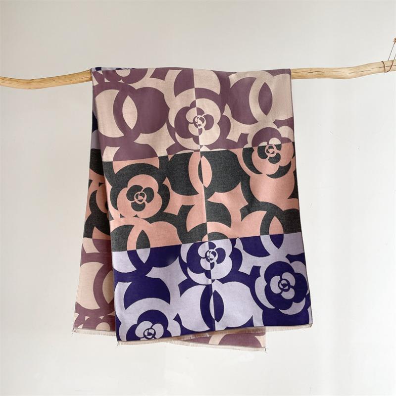 Winter new camellia double-sided scarf thickened warm shawl imitation cashmere student cape cold women