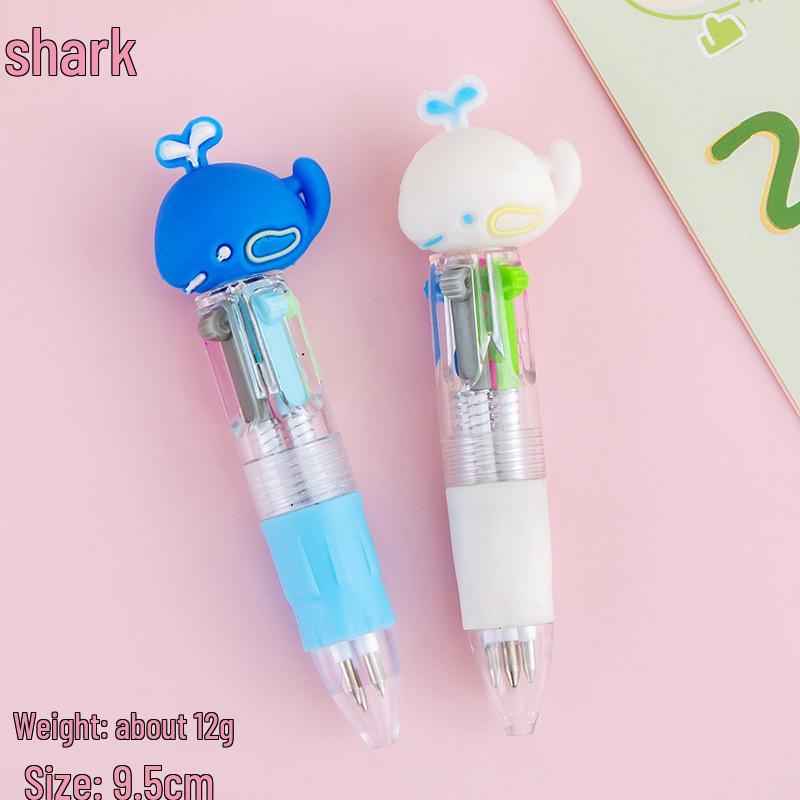 Cartoon Four-Color Ballpoint Pen - Cute Mini Oil Pen for Elementary Students, Learning Stationery, School Rewards, and Gifts
