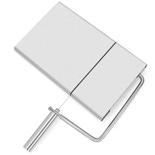 Stainless Steel Cheese Cutter - Durable Stainless Steel Cheese Cutter with 6 Replacement Wires | Multipurpose Butter Sausage Ham Cutter Board & Food S
