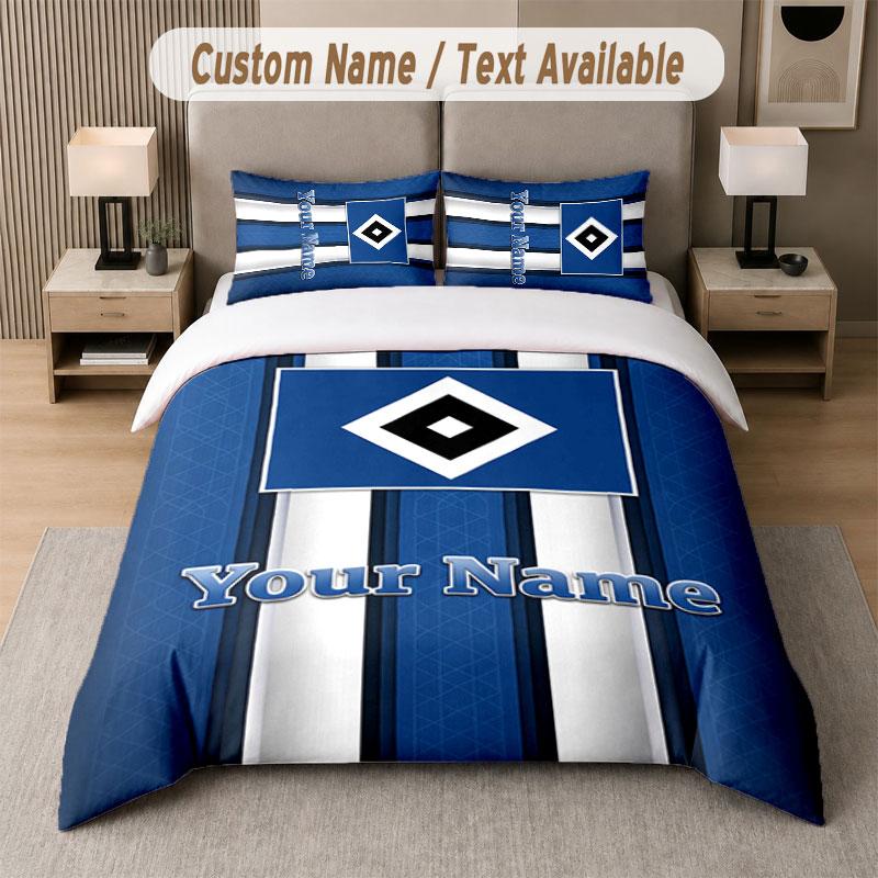 Custom Bedding Set Hamburger SV Pattern, Print Name Text 1 Duvet Cover Plus 2 Pillowcases Home Textile