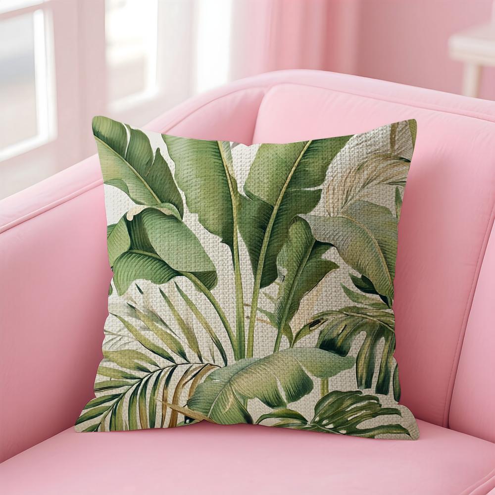 Palm Leaves Fashion Cushion Cover Natural Linen Pillow Case DoubleSided Print Decorative Sofa Pillowcase Home Decor Gift