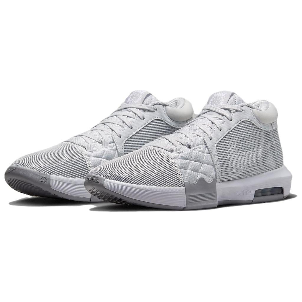 New Nike Witness 8 Lebron'Team Bank' Abrasion Resistant Breathable Mid top Basketball Shoes Men's White Gray FB9944-001