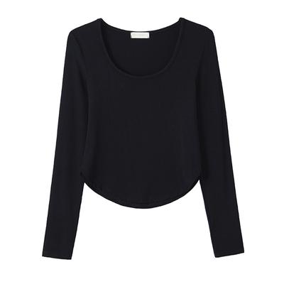 Modal Baumwoll U-Ausschnitt T-Shirt für Damen Langärmlig Herbst und Winter Neu Eng Sexy Reiner Stil Innen Unterhemd Top
