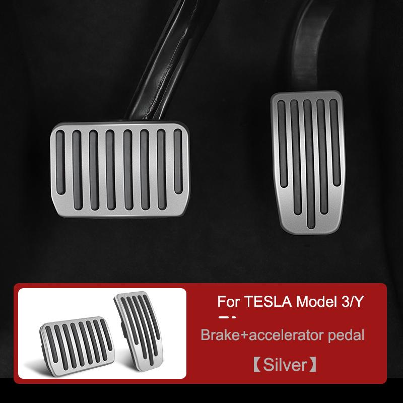 

Car Foot Pedal Pads Covers for Tesla Model 3/Y 2017-2025 Aluminum Alloy + Non Slip Silicone Accelerator Brake Rest Pedal For Model 3 Y Silver