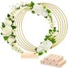 10/20pcs 30.48 Cm Metal Floral Hoop Centerpiece with Wooden Stand for Table Metal Garlands Ring Stand for Centerpiece Table Decorations Wedding Decor