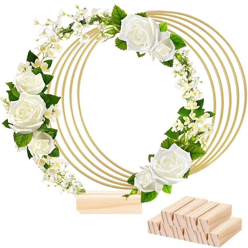 10/20pcs 30.48 Cm Metal Floral Hoop Centerpiece with Wooden Stand for Table Metal Garlands Ring Stand for Centerpiece Table Decorations Wedding Decor