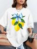 Lemon Print Womens Casual T Shirt Summer Womens TShirt Original Design Fashion Blowknot Soft Round Neck Short Sleeved Tops
